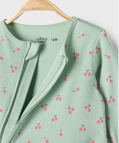 pyjama en jersey de coton a motifs cerises ouverture zippee devant bebe vertK557001_2