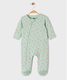 pyjama en jersey de coton a motifs cerises ouverture zippee devant bebe vertK557001_4