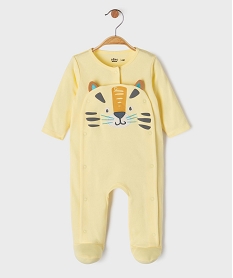 GEMO Pyjama en coton ouvert devant motif félin bébé garçon Jaune
