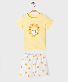 GEMO Ensemble 2 pièces avec motif lion bébé garçon tee-shirt et short Jaune