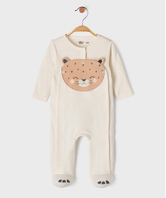 GEMO Pyjama en coton ouvert devant motif félin bébé fille Beige