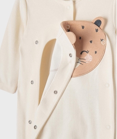 pyjama en coton ouvert devant motif felin bebe fille beigeK560401_2