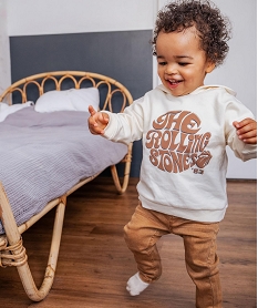 GEMO Sweat à capuche avec inscription bébé garçon - The Rolling Stones Beige