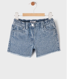 GEMO Short en jean à rayures et bords francs bébé fille Bleu