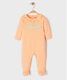 GEMO Pyjama dors bien en jersey à col volanté et pont-dos pressionné bébé orange vif