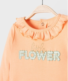pyjama dors bien en jersey a col volante et pont-dos pressionne bebe orange vifK561701_2