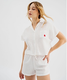 GEMO Pyjashort en gaze de coton ajourée femme - LuluCastagnette blanc standard