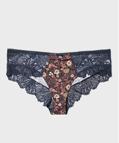 GEMO Culotte en microfibre et dentelle femme grande taille Bleu