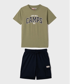 GEMO Pyjashort bicolore avec inscription garçon - Camps United Vert