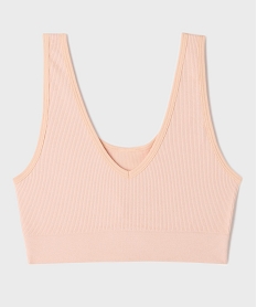 GEMO Brassière réversible en maille côtelée fille Orange
