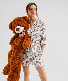 GEMO Pyjashort à rayures et motifs ourson femme - LuluCastagnette Blanc