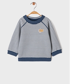 GEMO Sweat réversible avec motif et rayures bébé garçon Bleu