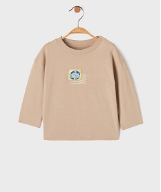 GEMO Tee-shirt manches longues imprimé devant et dos bébé garçon Beige