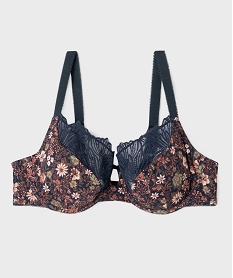 GEMO Soutien-gorge emboitant en microfibre et dentelle femme grande taille Bleu