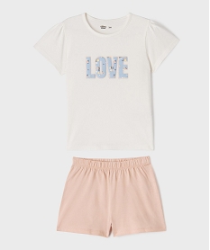 GEMO Pyjashort en jersey de coton fille blanc standard