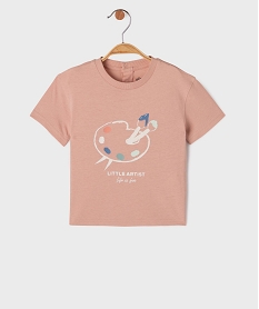 GEMO Tee-shirt manches courtes avec motif sur l’avant bébé garçon Rose
