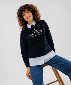 GEMO Pull effet 2-en-1 avec détails chemise femme - LuluCastagnette Bleu