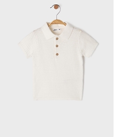GEMO Polo manches courtes en maille fantaisie bébé garçon blanc standard