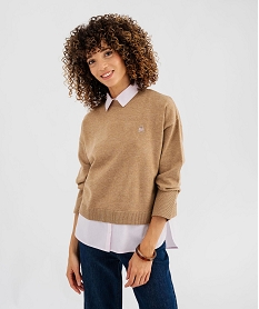 GEMO Pull effet 2-en-1 avec détails chemise femme - LuluCastagnette Beige