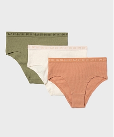 GEMO Shorty en maille côtelée en coton stretch fille (lot de 3) vert standard