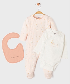 GEMO Ensemble 3 pièces bavoir body et pyjama bébé Beige