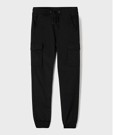 GEMO Pantalon cargo jogger en coton stretch à taille élastiquée garçon noir standard