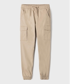 GEMO Pantalon cargo jogger en coton stretch à taille élastiquée garçon Beige