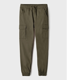 GEMO Pantalon cargo jogger en coton stretch à taille élastiquée garçon Vert