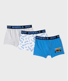 GEMO Boxers en coton stretch motif voitures de course garçon (lot de 3) - Hotwheels Bleu