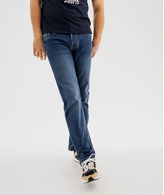GEMO Jean regular en coton extensible et délavé homme bleu standard