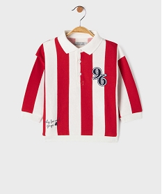GEMO Sweat à rayures avec col polo bébé garçon - LuluCastagnette Rouge