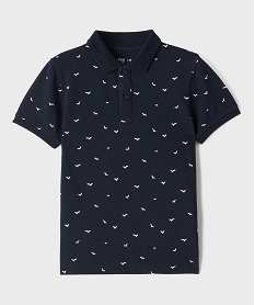 GEMO Polo manches courtes à micro motifs garçon Bleu