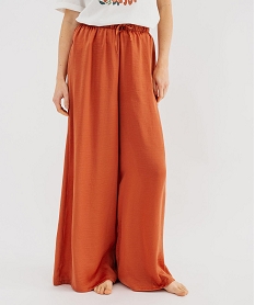 GEMO Pantalon de pyjama fluide en matière satinée femme Orange