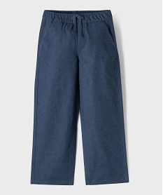 GEMO Pantalon en lin et coton avec taille ajustable garçon Bleu