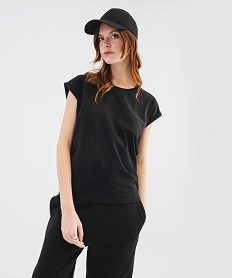 GEMO Tee-shirt à manches courtes et col rond femme noir standard