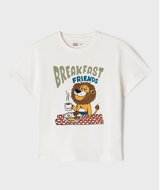 GEMO Tee-shirt manches courtes avec motifs animaux garçon blanc standard