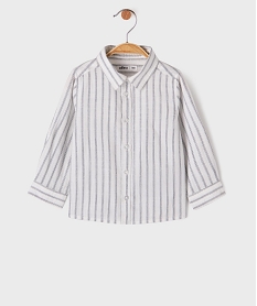 GEMO Chemise manches longues en coton rayé bébé garçon Blanc