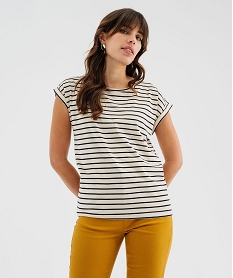 GEMO Tee-shirt rayé à manches ultra courtes femme Noir