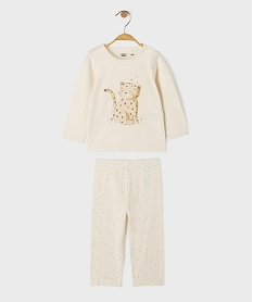 GEMO Pyjama 2 pièces motif léopard et pois pailletés bébé blanc standard