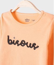 pyjama 2 pieces bicolore en coton bebe fille orangeK602501_2