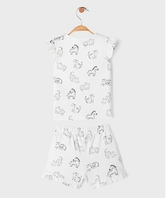 pyjashort 2 pieces a motifs animaux bebe fille tee-shirt et short beigeK602701_3