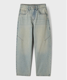 GEMO Jean barrel en denim délavé garçon avec détails carpenter bleu standard