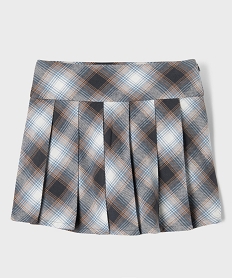 GEMO Jupe-short courte et plissée à carreaux fille Bleu