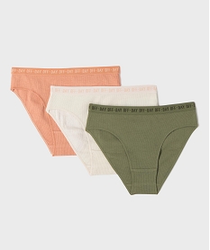 GEMO Culottes en maille côtelée coton stretch fille (lot de 3) vert standard