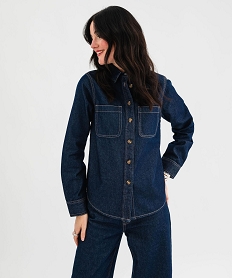 GEMO Chemise en jean en toile épaisse femme Bleu