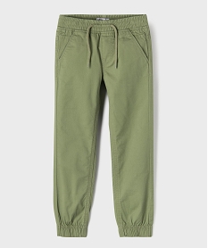 GEMO Pantalon en coton coupe jogger garçon vert standard