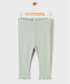 GEMO Legging en maille côtelée et finitions froncées bébé fille Vert