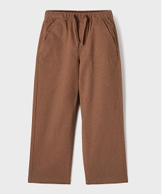 GEMO Pantalon en lin et coton avec taille ajustable garçon marron standard