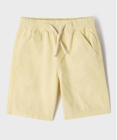 GEMO Bermuda en coton lin à taille élastiquée garçon Jaune