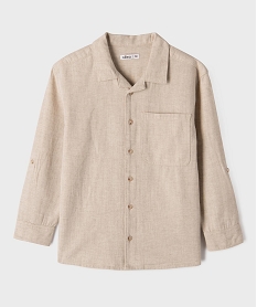 GEMO Chemise manches longues en cotonlin mélangés garçon beige chine